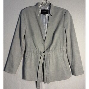 Banana Republic Blazer Womens 2 Gray Classic Jacket Lined Tie Waist Bow